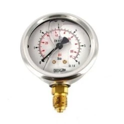 63mm Glycerine Filled SS Pressure Gauge Bottom Entry